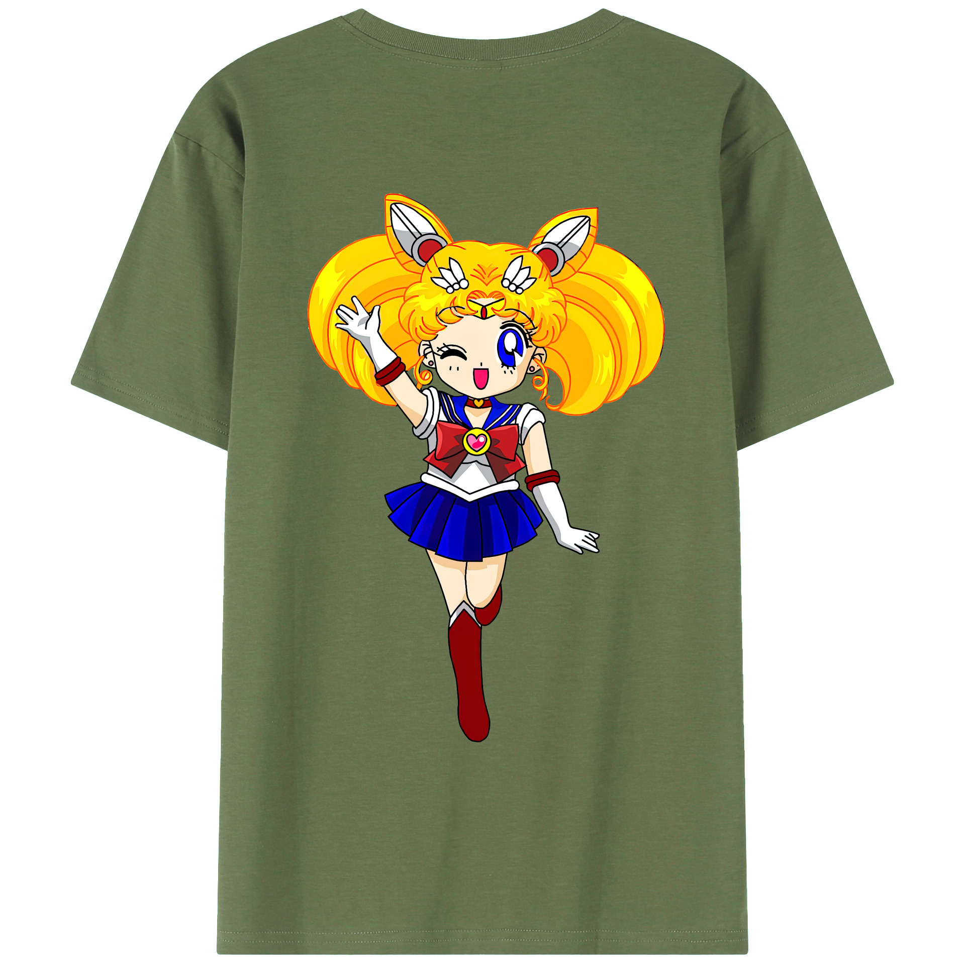 （画像用） 美少女戦士セーラームーン 月野 うさぎ つきの うさぎ Sailor Moon Tsukino Usagi 綿100％ メンズ半袖Tシャツ（バックプリント） 通気性